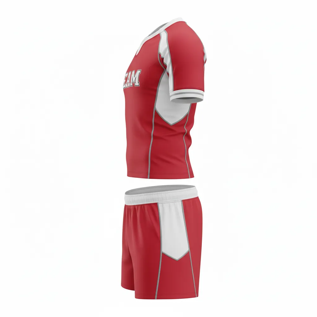 Custom Rugby Standard Rugby Uniforms - White, Silver - Cardinal - Side View - Kinexa Sportswear