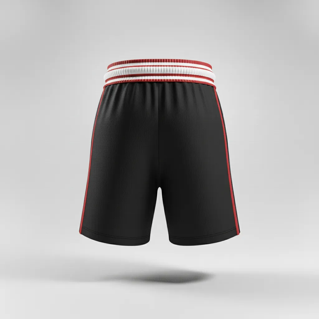 Custom Rugby Stripped Band Shorts - Red, White - All Blacks Athletic - Back View - Kinexa Sportswear