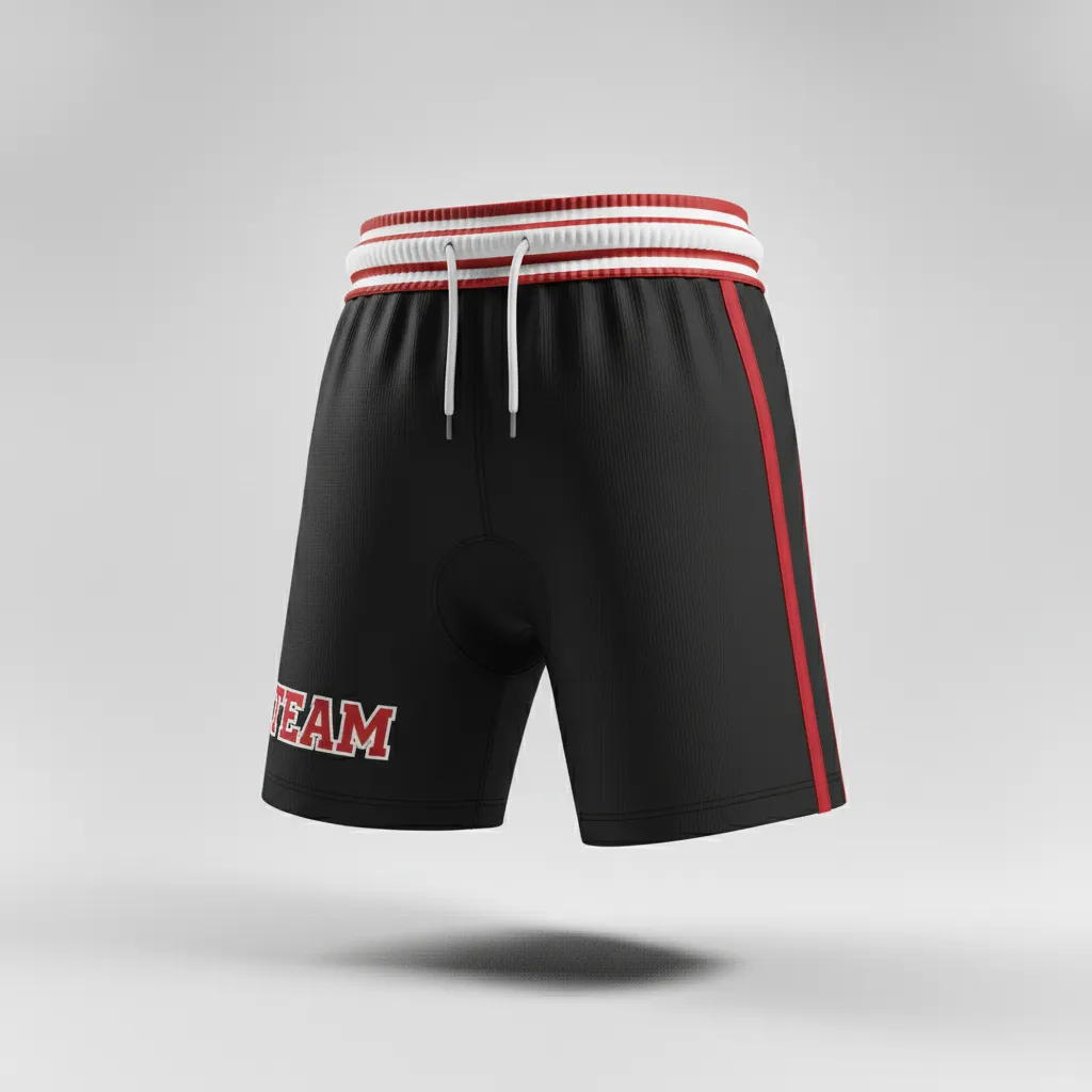 Custom Rugby Stripped Band Shorts - Red, White - All Blacks Athletic - Front View - Kinexa Sportswear