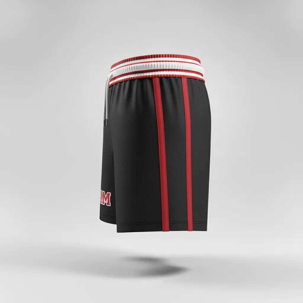 Custom Rugby Stripped Band Shorts - Red, White - All Blacks Athletic - Side View - Kinexa Sportswear