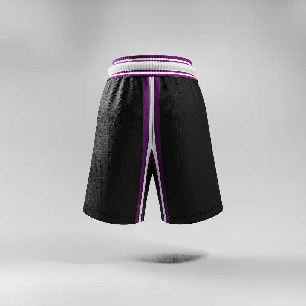 Custom Rugby Stripped Band Shorts - Purple, White - All Blacks - Back View - Kinexa Sportswear