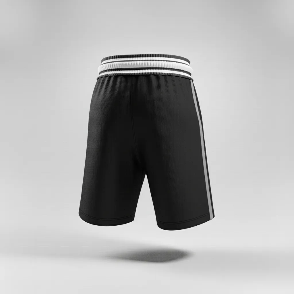 Custom Rugby Stripped Band Shorts - Silver, White - All Blacks - Back View - Kinexa Sportswear
