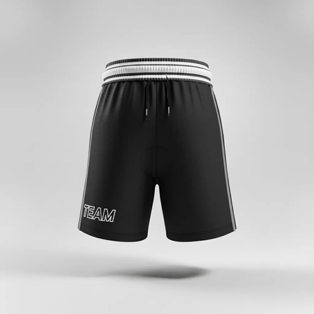 Custom Rugby Stripped Band Shorts - Silver, White - All Blacks - Front View - Kinexa Sportswear