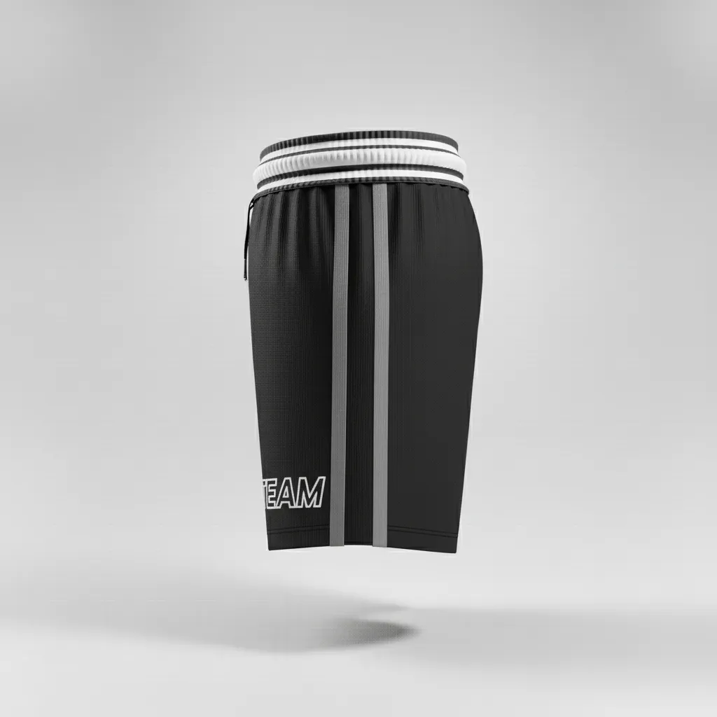 Custom Rugby Stripped Band Shorts - Silver, White - All Blacks - Side View - Kinexa Sportswear
