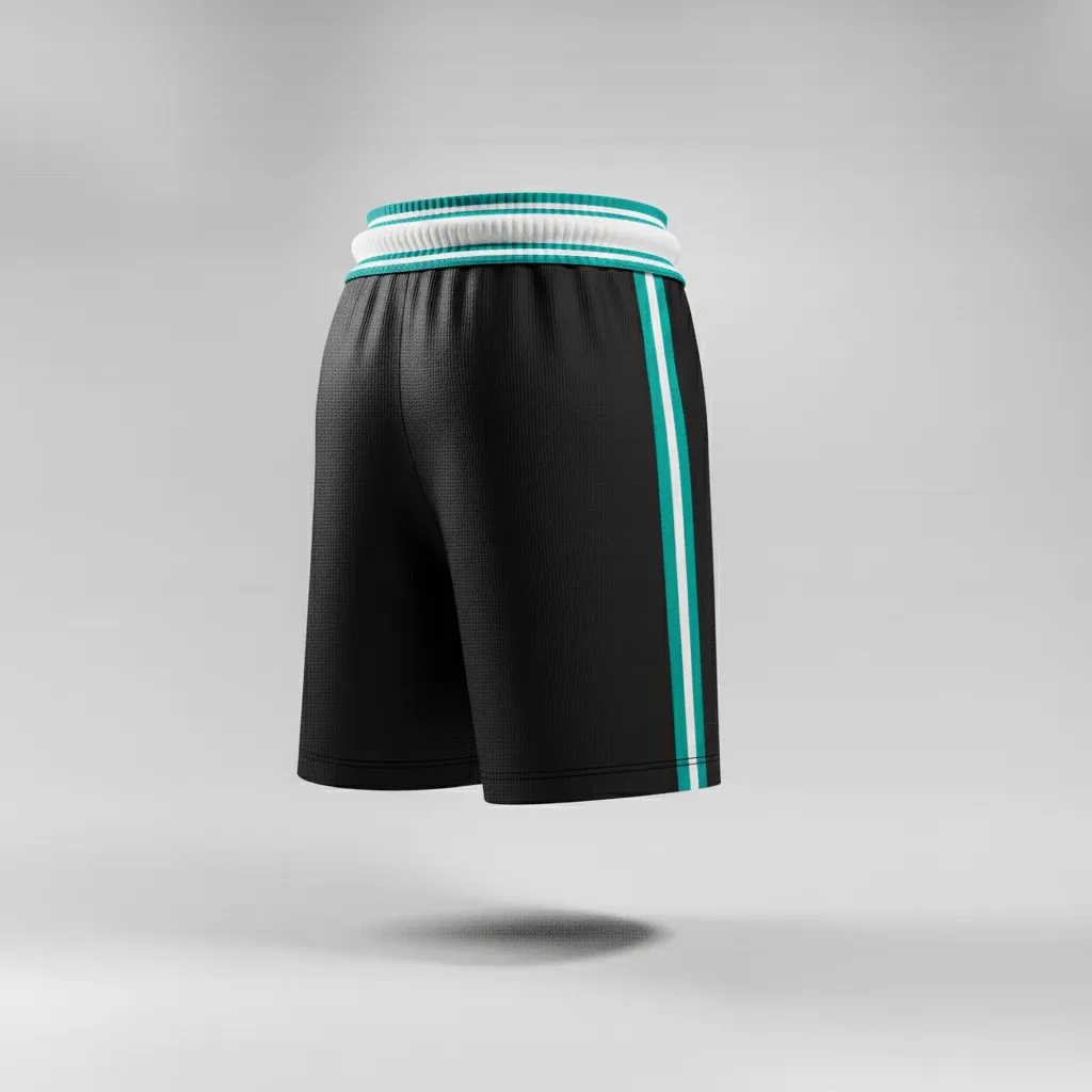 Custom Rugby Stripped Band Shorts - Teal, White - All Blacks - Back View - Kinexa Sportswear