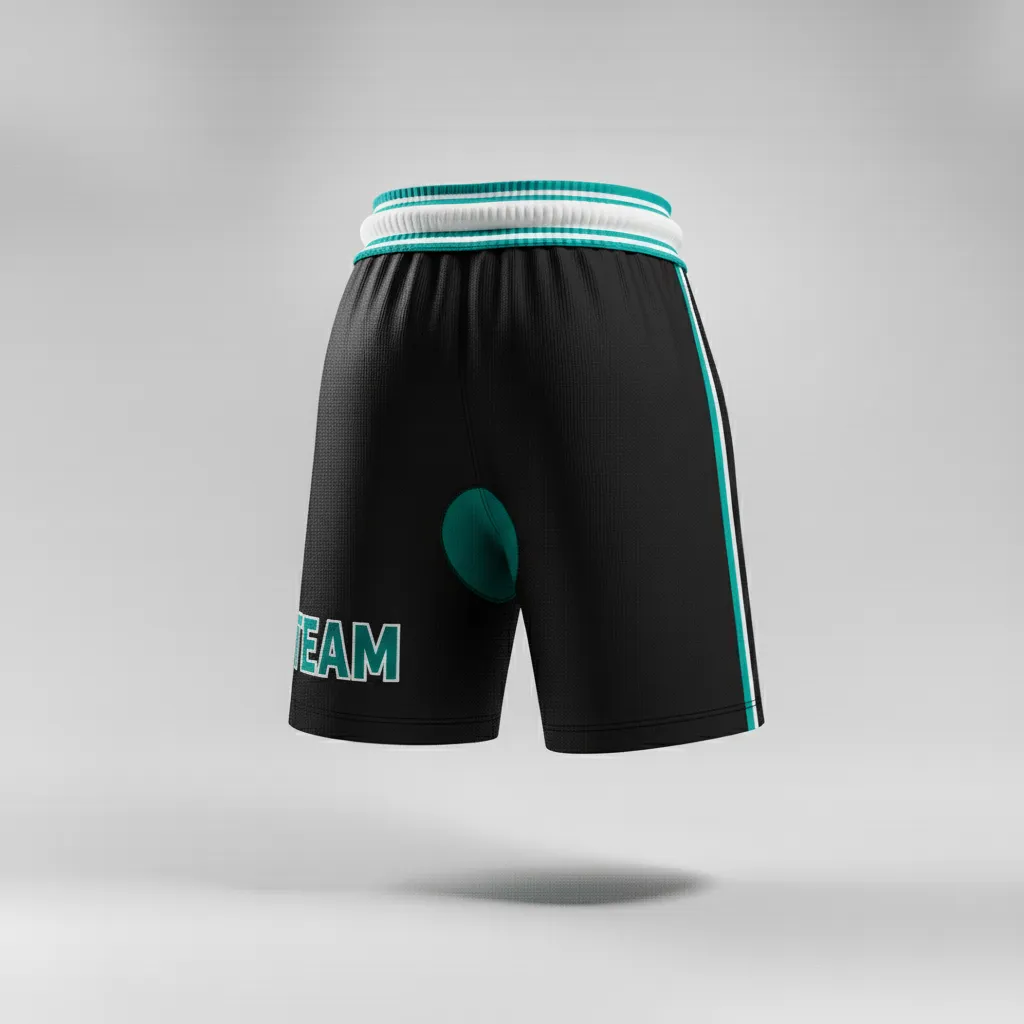 Custom Rugby Stripped Band Shorts - Teal, White - All Blacks - Front View - Kinexa Sportswear