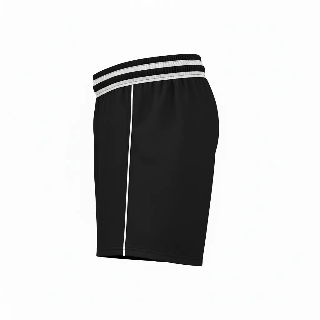 Custom Rugby Stripped Band Shorts - White, Silver - All Blacks - Side View - Kinexa Sportswear