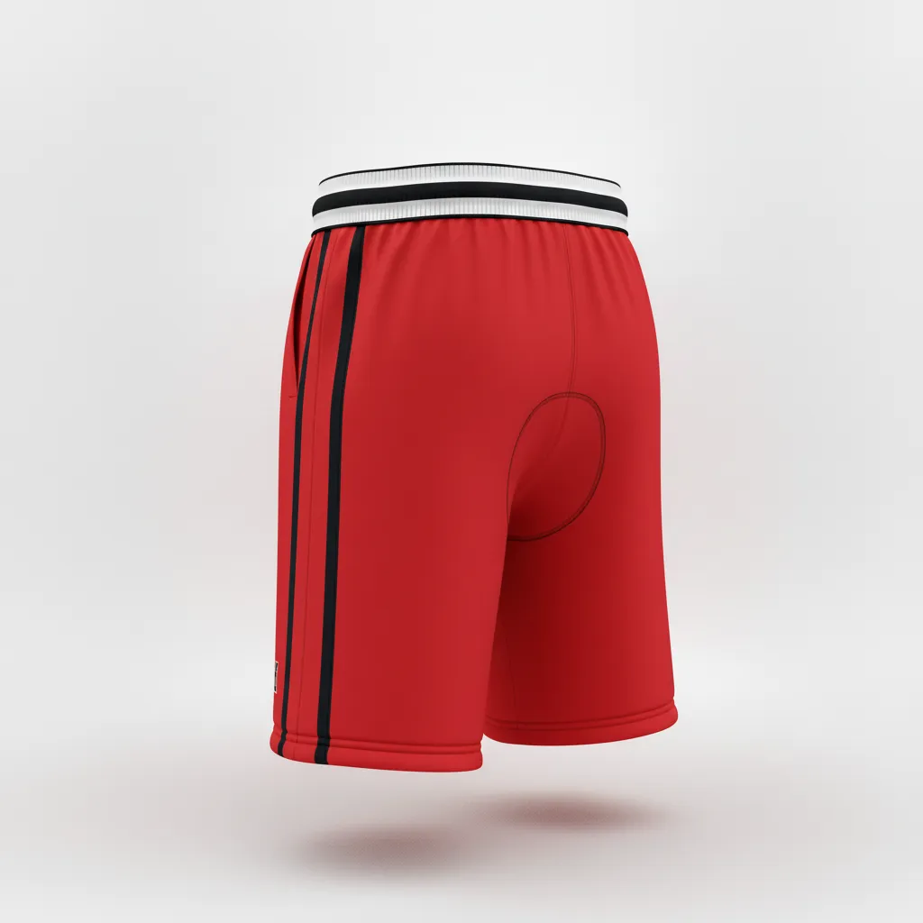 Custom Rugby Stripped Band Shorts - Red, White - Athletic All Blacks - Back View - Kinexa Sportswear