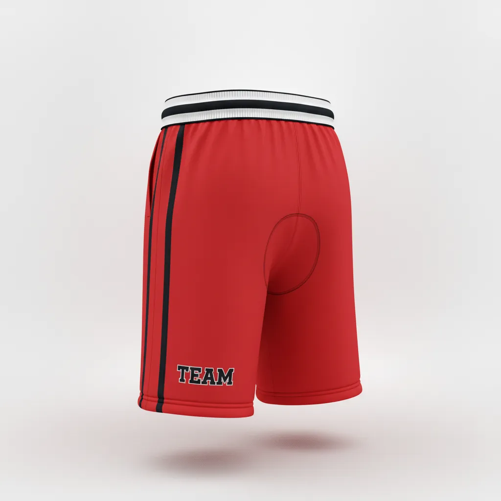 Custom Rugby Stripped Band Shorts - Red, White - Athletic All Blacks - Front View - Kinexa Sportswear