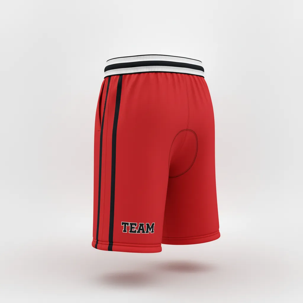 Custom Rugby Stripped Band Shorts - Red, White - Athletic All Blacks - Side View - Kinexa Sportswear