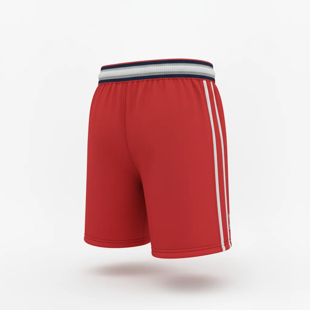 Custom Rugby Stripped Band Shorts - Red, White, Navy - Athletic - Back View - Kinexa Sportswear