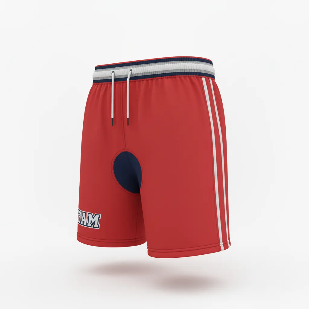 Custom Rugby Stripped Band Shorts - Red, White, Navy - Athletic - Front View - Kinexa Sportswear