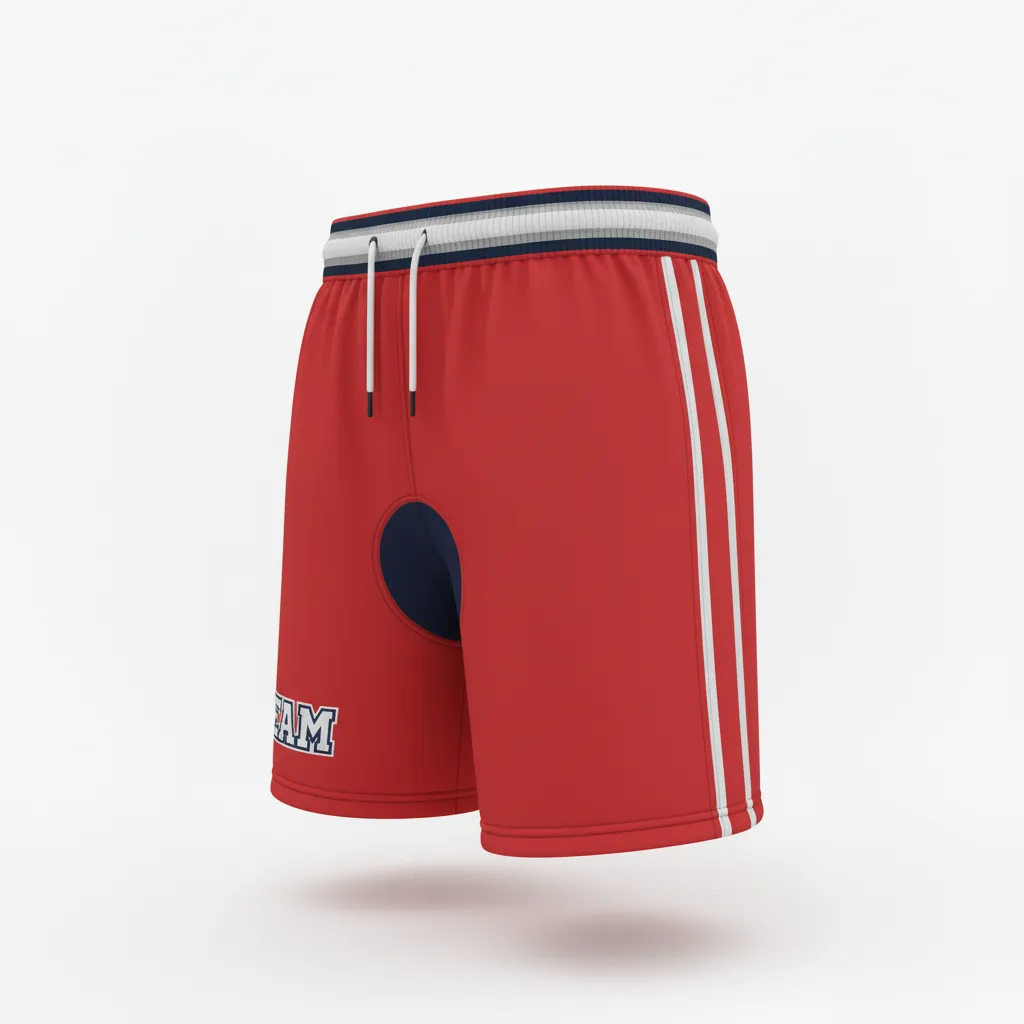 Custom Rugby Stripped Band Shorts - Red, White, Navy - Athletic - Side View - Kinexa Sportswear