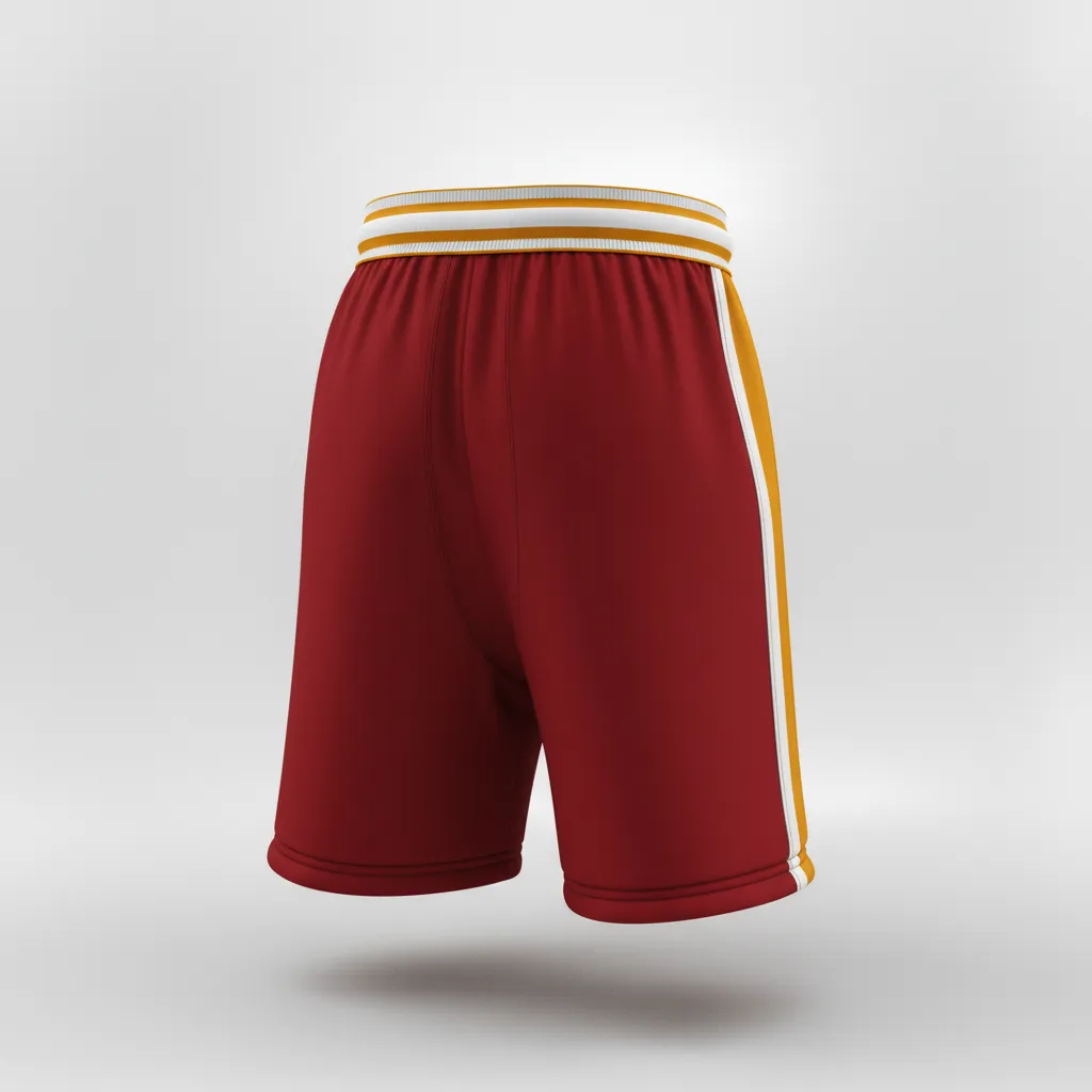 Custom Rugby Stripped Band Shorts - Burgundy, Gold, White - Vegas - Back View - Kinexa Sportswear