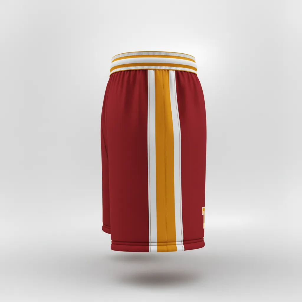 Custom Rugby Stripped Band Shorts - Burgundy, Gold, White - Vegas - Side View - Kinexa Sportswear