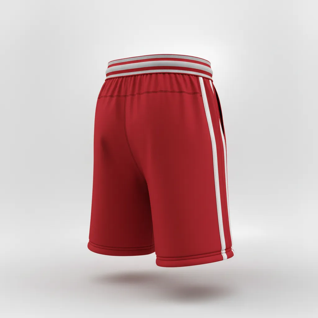 Custom Rugby Stripped Band Shorts - White, Silver - Cardinal - Back View - Kinexa Sportswear