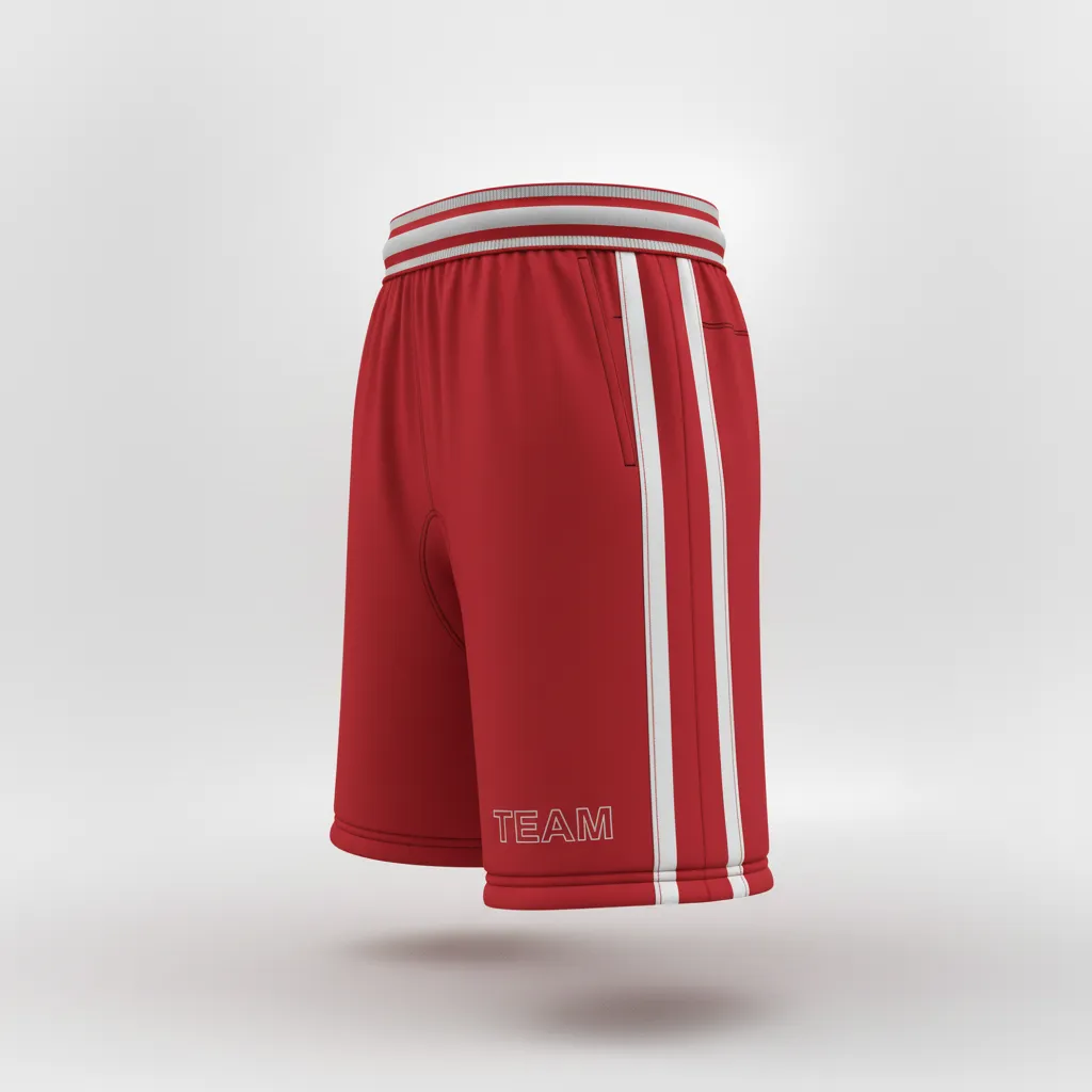 Custom Rugby Stripped Band Shorts - White, Silver - Cardinal - Side View - Kinexa Sportswear