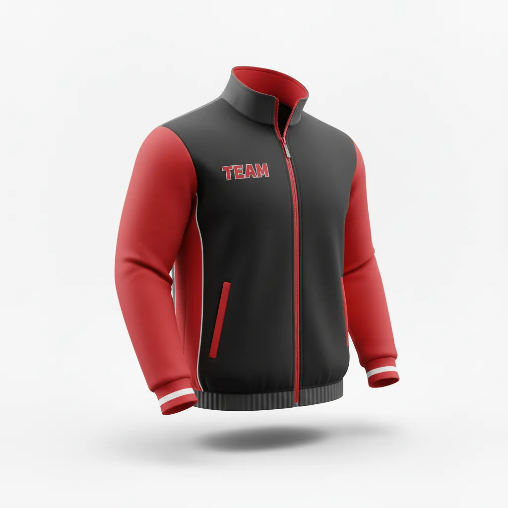 Custom Rugby Track Jacket - Red, White - All Blacks Athletic - Front View - Kinexa Sportswear