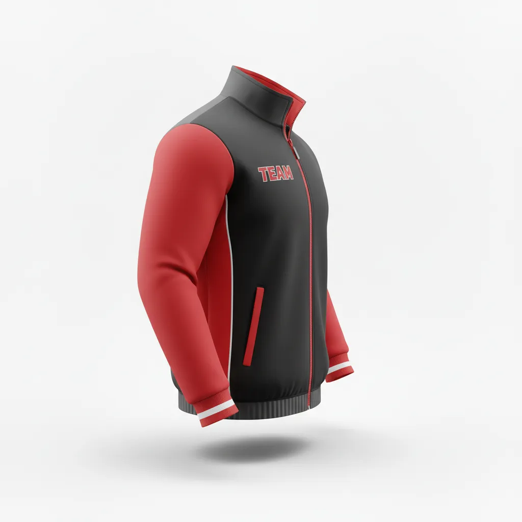 Custom Rugby Track Jacket - Red, White - All Blacks Athletic - Side View - Kinexa Sportswear