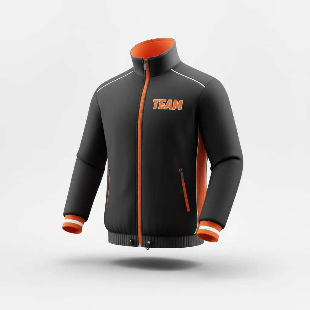 Custom Rugby Track Jacket - Orange, White - All Blacks - Front View - Kinexa Sportswear