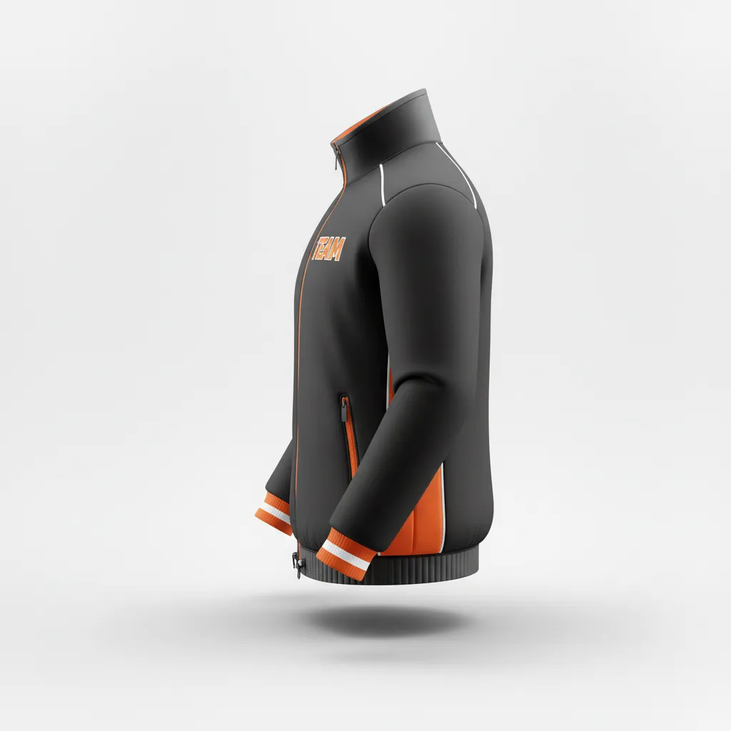 Custom Rugby Track Jacket - Orange, White - All Blacks - Side View - Kinexa Sportswear