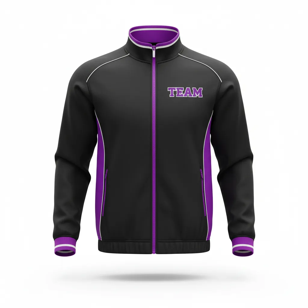 Custom Rugby Track Jacket - Purple, White - All Blacks - Front View - Kinexa Sportswear
