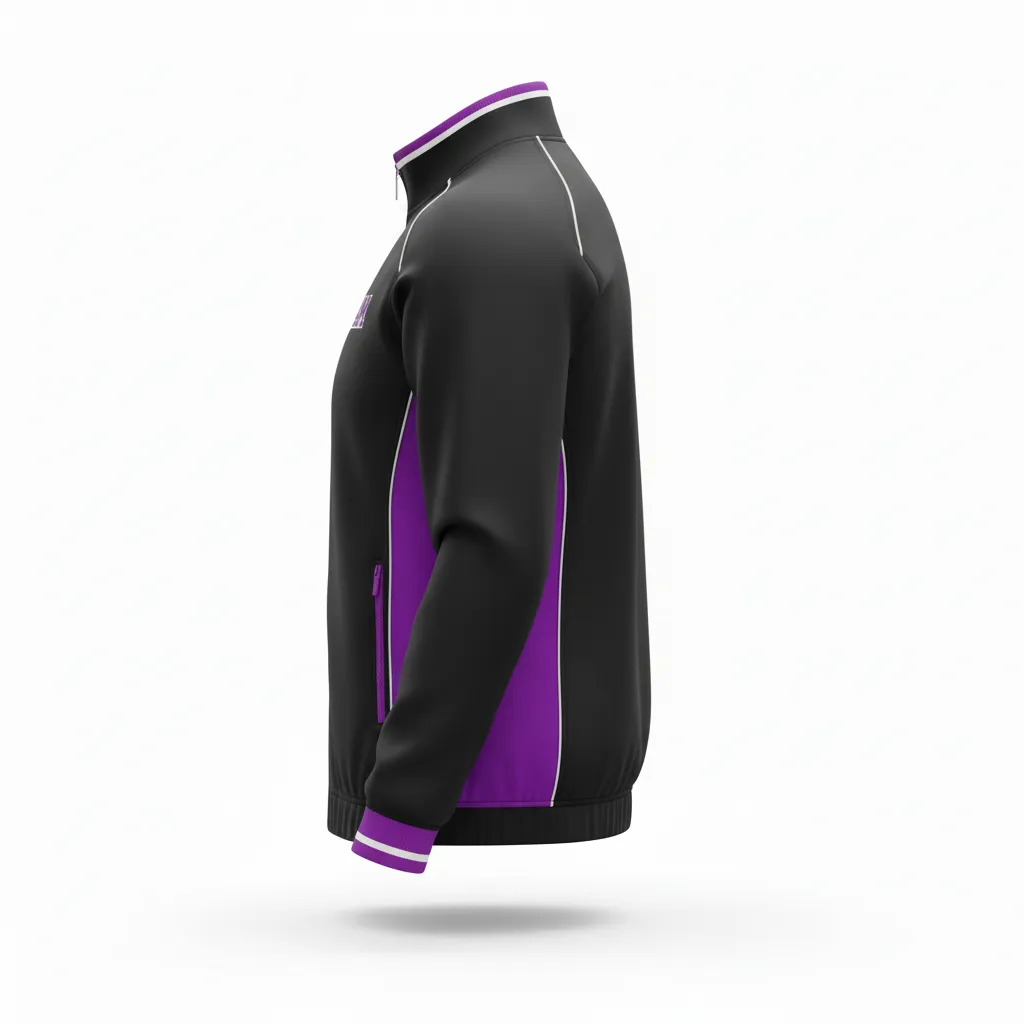 Custom Rugby Track Jacket - Purple, White - All Blacks - Side View - Kinexa Sportswear