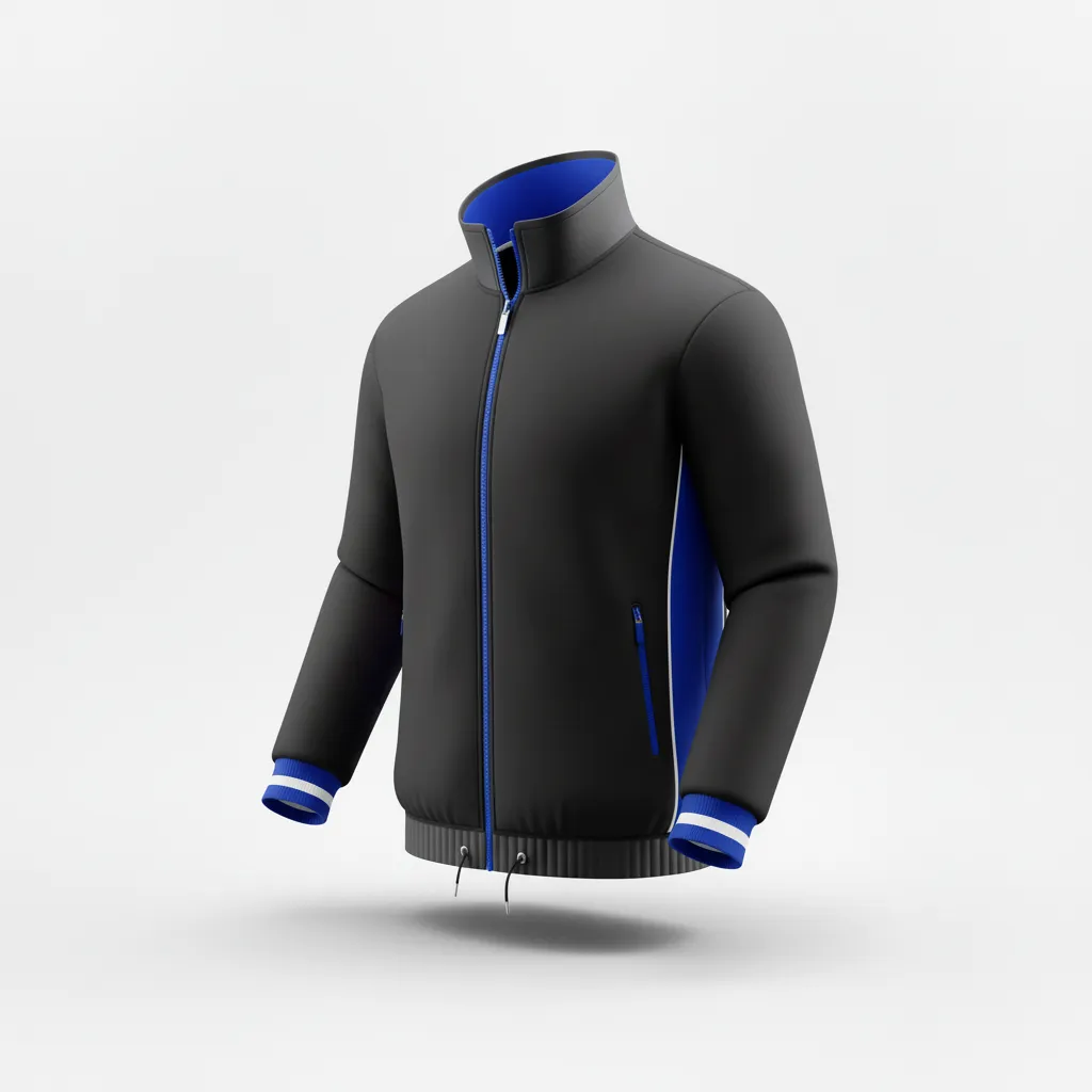 Custom Rugby Track Jacket - Blue, White - All Blacks Royal - Side View - Kinexa Sportswear