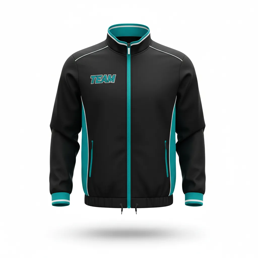 Custom Rugby Track Jacket - Teal, White - All Blacks - Front View - Kinexa Sportswear