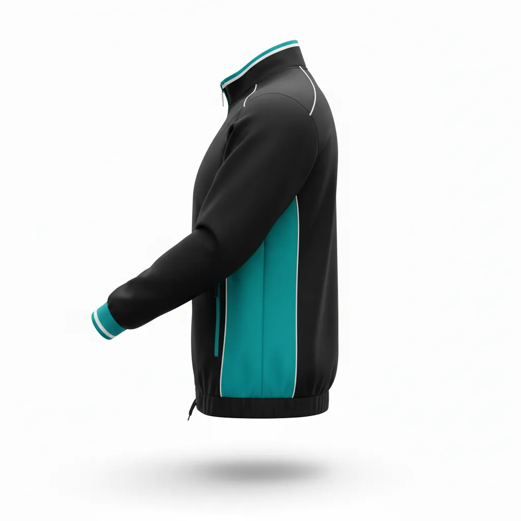 Custom Rugby Track Jacket - Teal, White - All Blacks - Side View - Kinexa Sportswear