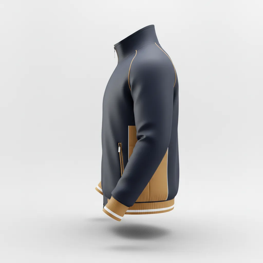 Custom Rugby Track Jacket - Gold, White - All Blacks Vegas - Side View - Kinexa Sportswear