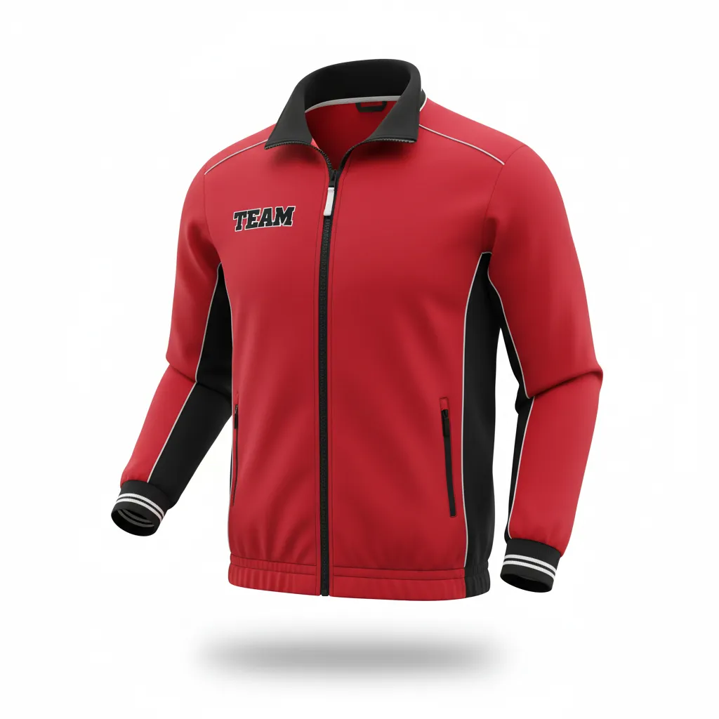 Custom Rugby Track Jacket - Red, White - Athletic All Blacks - Front View - Kinexa Sportswear