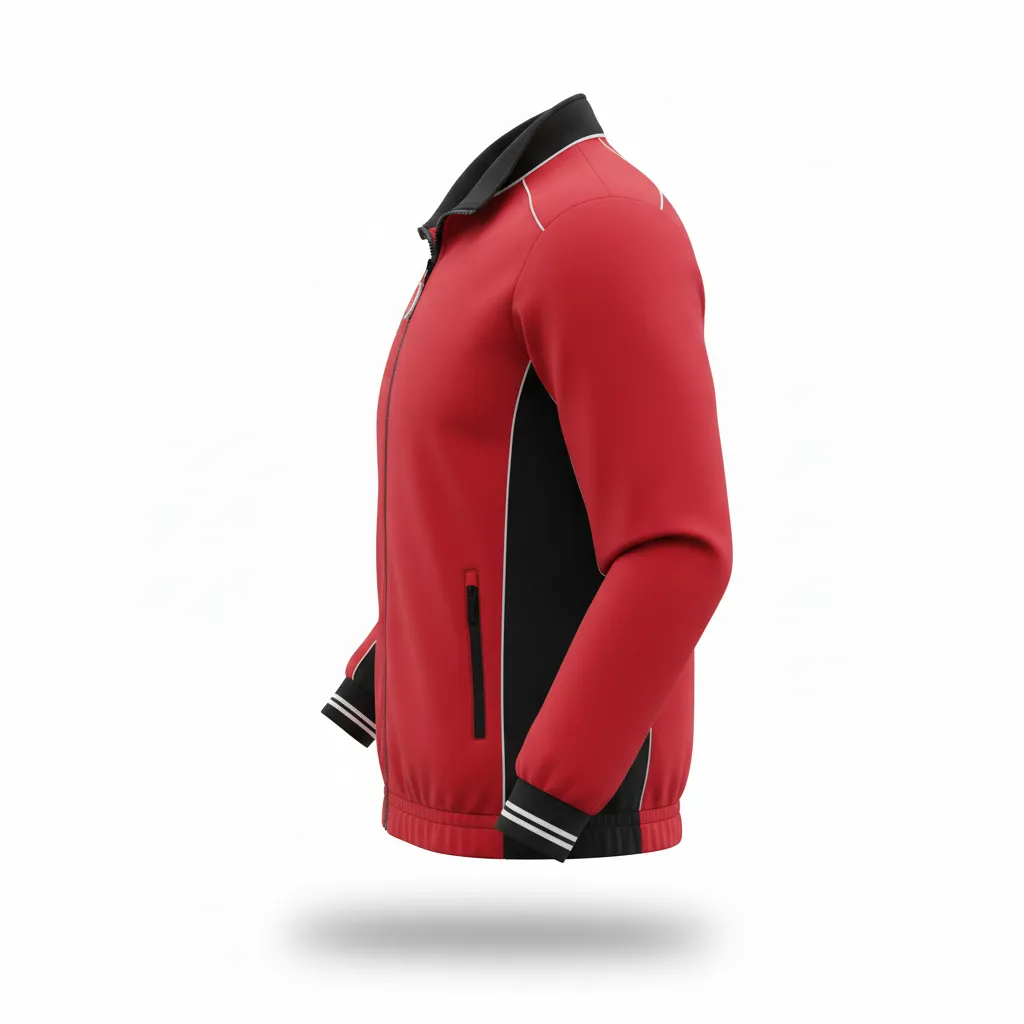 Custom Rugby Track Jacket - Red, White - Athletic All Blacks - Side View - Kinexa Sportswear