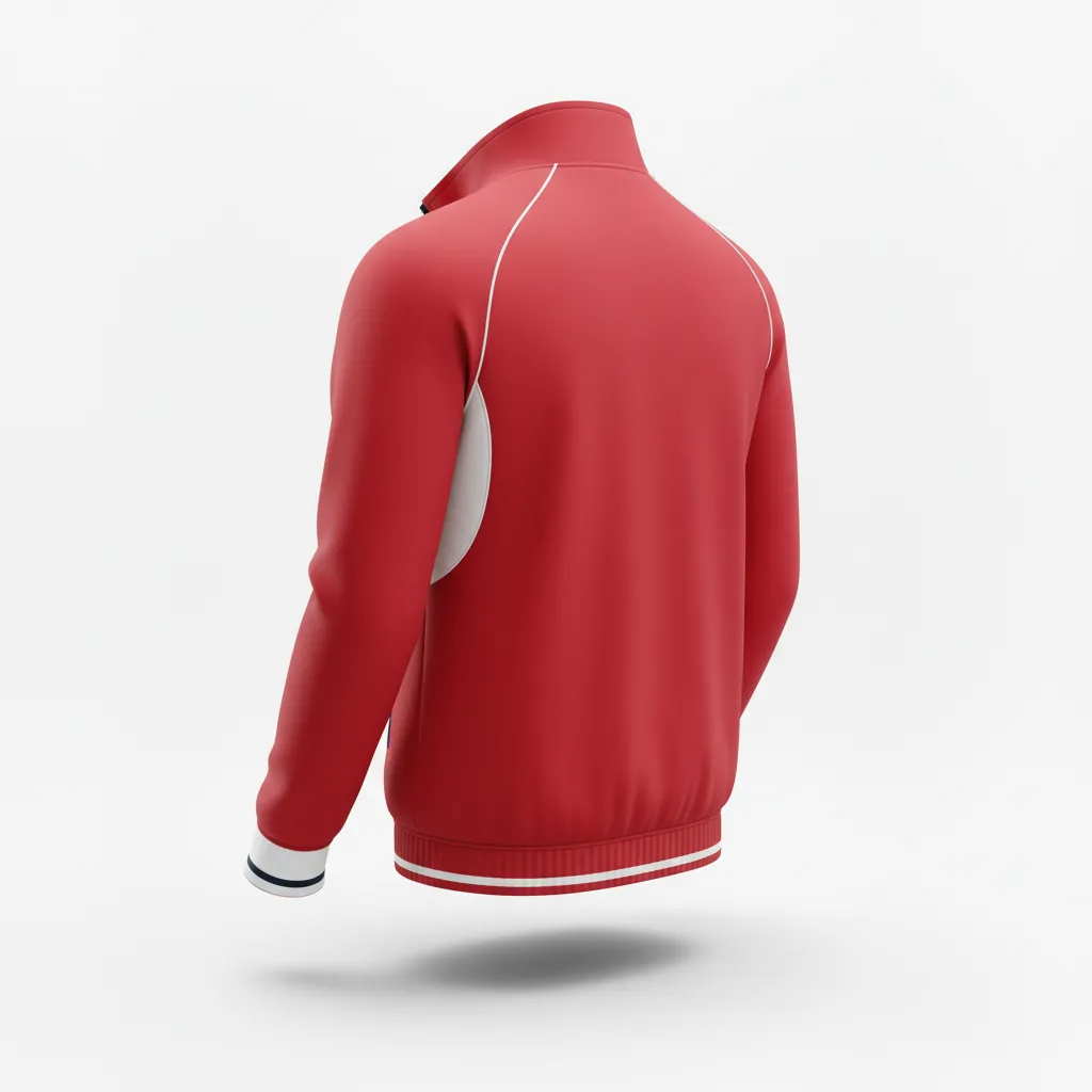 Custom Rugby Track Jacket - Red, White, Navy - Athletic - Back View - Kinexa Sportswear