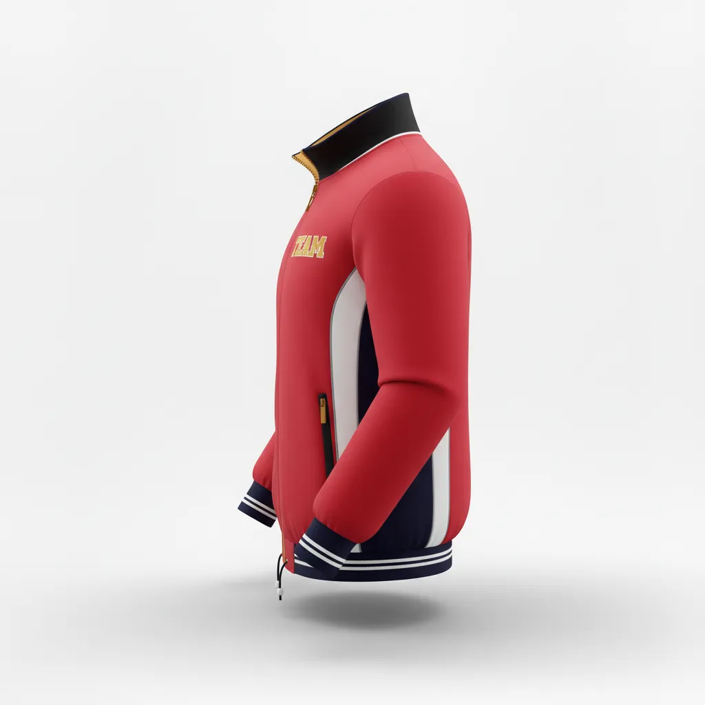 Custom Rugby Track Jacket - Burgundy, Gold, White - Vegas - Side View - Kinexa Sportswear