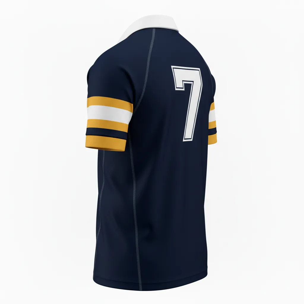 Custom Rugby Traditional Button Collar Jersey - Custom Design - Buttoncollarjersey Allblacksvegasgoldwhite - Back View - Kinexa Sportswear
