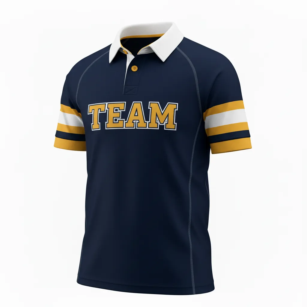 Custom Rugby Traditional Button Collar Jersey - Custom Design - Buttoncollarjersey Allblacksvegasgoldwhite - Front View - Kinexa Sportswear