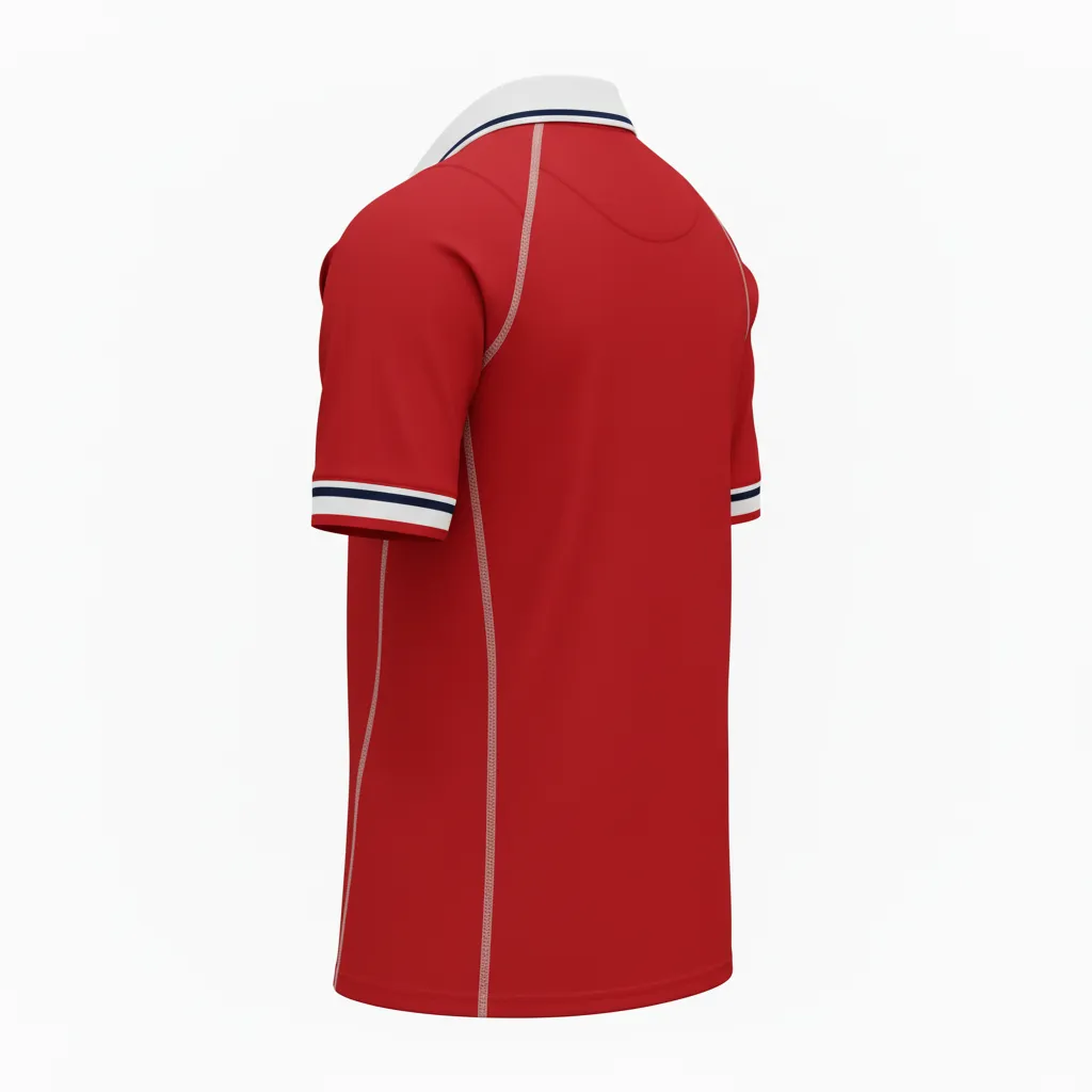 Custom Rugby Traditional Button Collar Jersey - Custom Design - Buttoncollarjersey Athleticredwhitenavy - Back View - Kinexa Sportswear