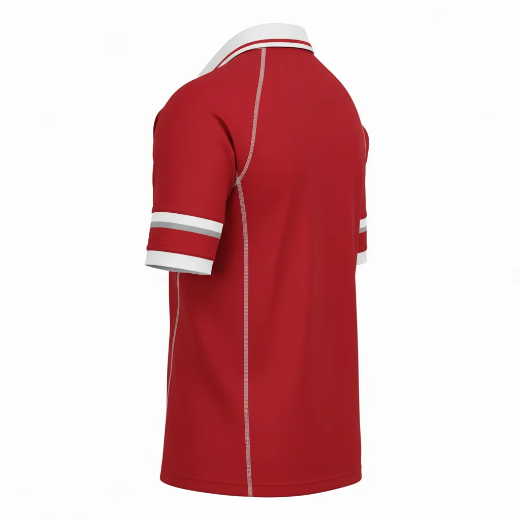 Custom Rugby Traditional Button Collar Jersey - Custom Design - Buttoncollarjersey Cardinalwhitesilver - Back View - Kinexa Sportswear