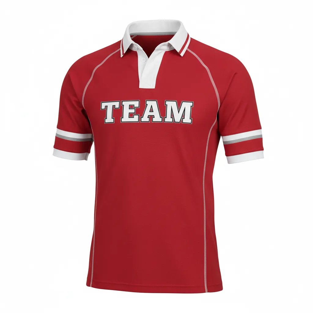 Custom Rugby Traditional Button Collar Jersey - Custom Design - Buttoncollarjersey Cardinalwhitesilver - Front View - Kinexa Sportswear