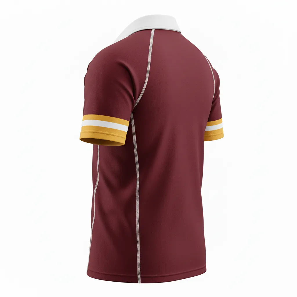 Custom Rugby Traditional Button Collar Jersey - Custom Design - Buttoncollarjersey Maroonvegasgoldwhite - Back View - Kinexa Sportswear