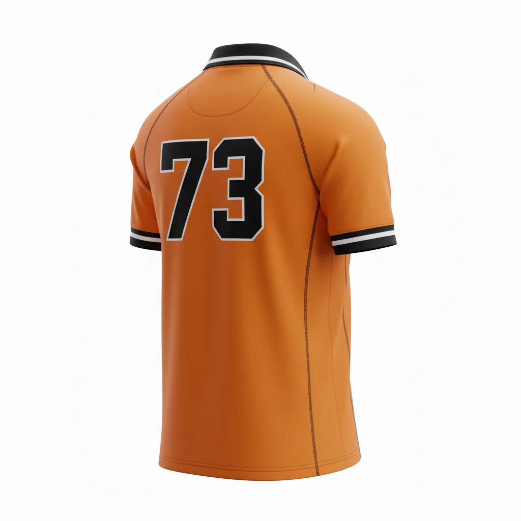 Custom Rugby Traditional Button Collar Jersey - Custom Design - Buttoncollarjersey Orangeallblackswhite - Back View - Kinexa Sportswear