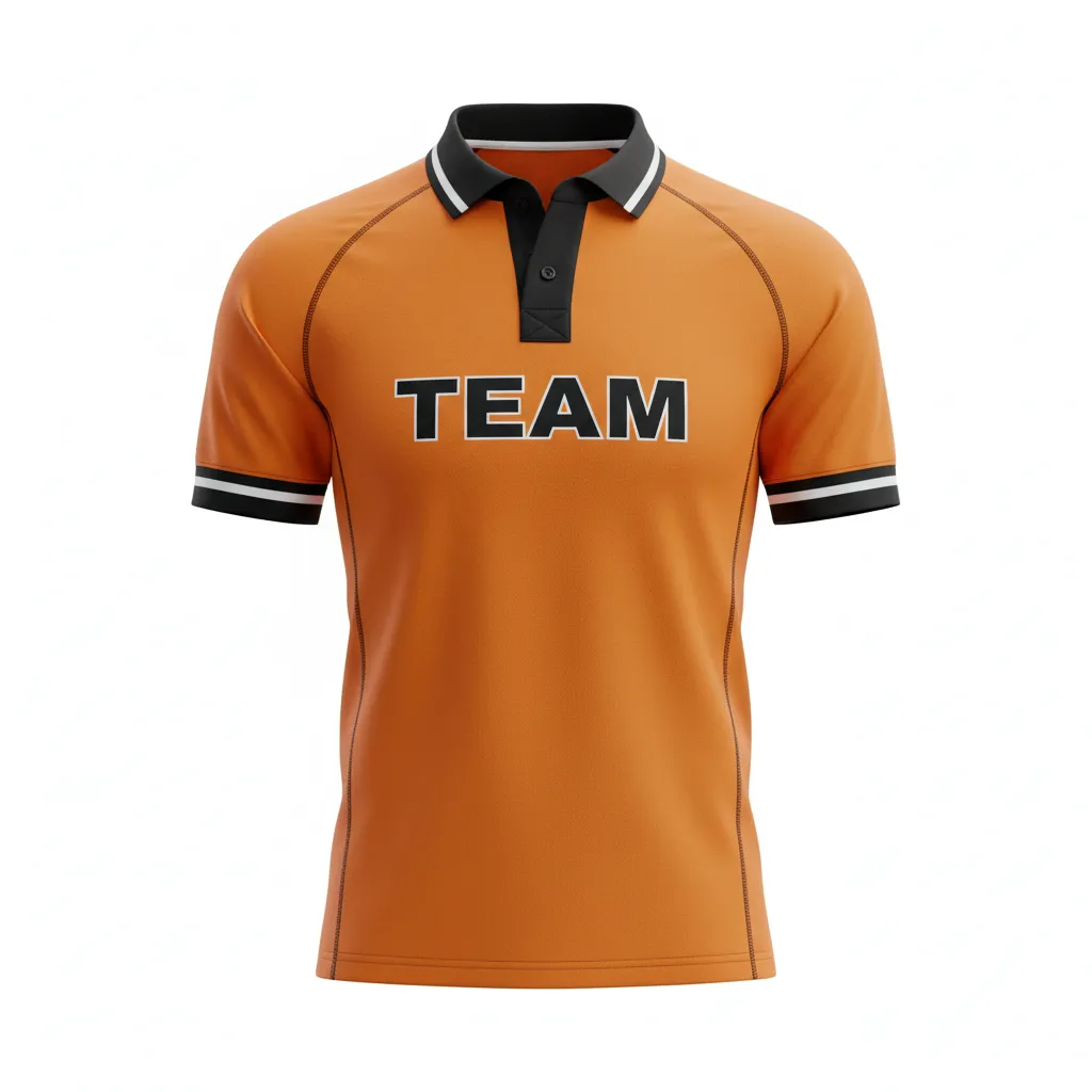 Custom Rugby Traditional Button Collar Jersey - Custom Design - Buttoncollarjersey Orangeallblackswhite - Front View - Kinexa Sportswear