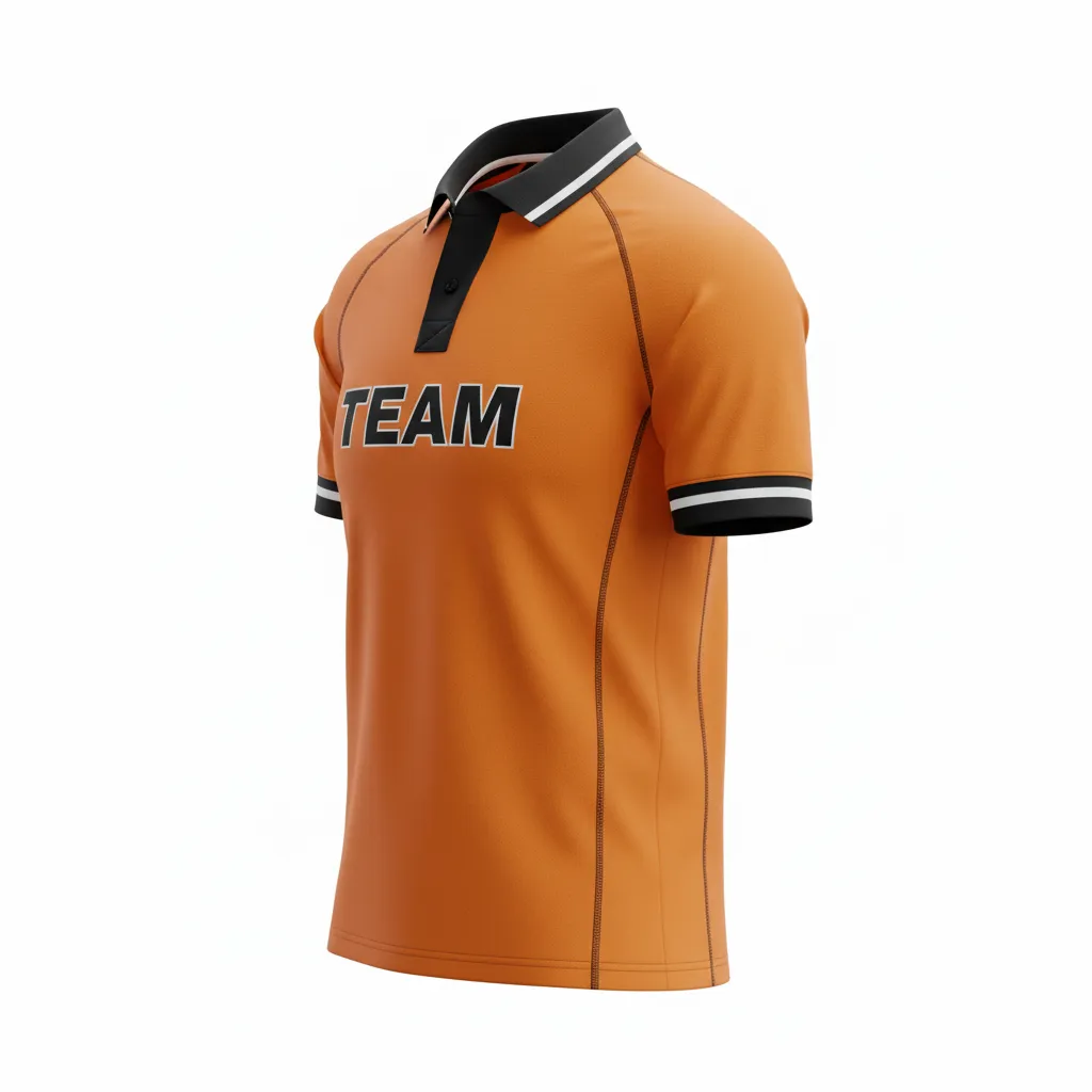 Custom Rugby Traditional Button Collar Jersey - Custom Design - Buttoncollarjersey Orangeallblackswhite - Side View - Kinexa Sportswear