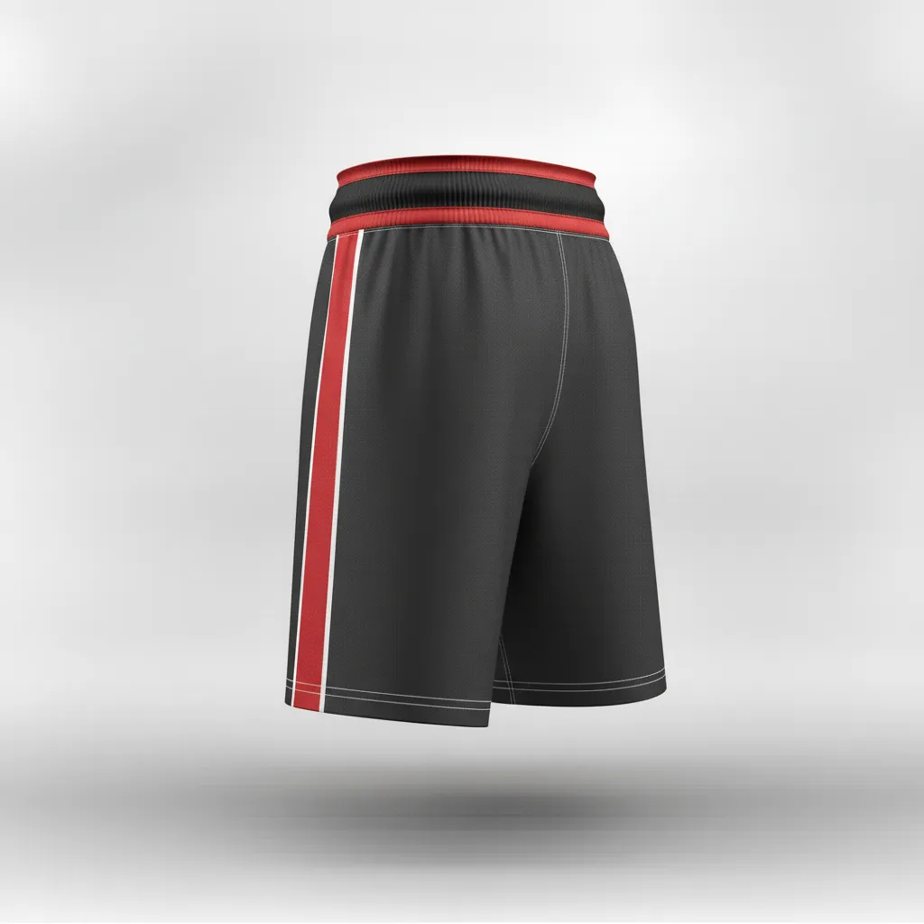 Custom Rugby Training Shorts - Red, White - All Blacks Athletic - Back View - Kinexa Sportswear