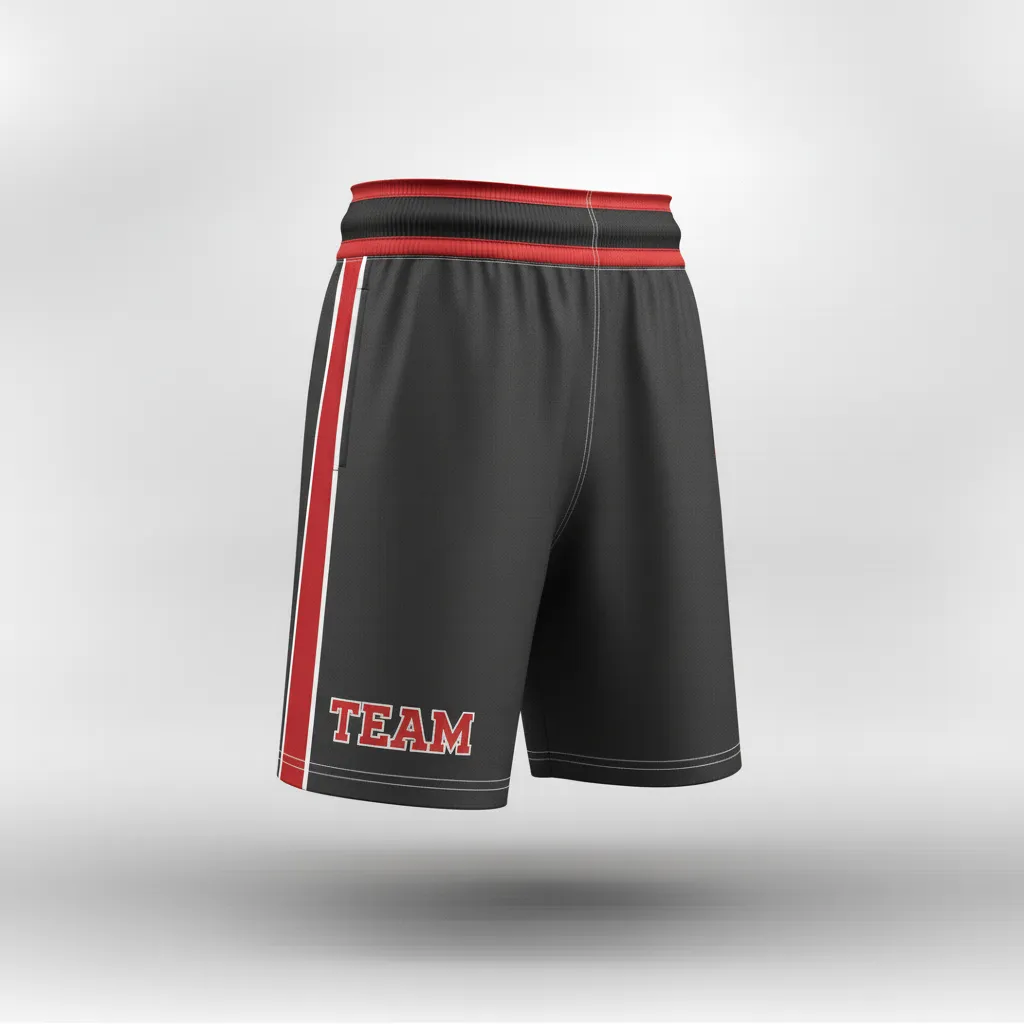 Custom Rugby Training Shorts - Red, White - All Blacks Athletic - Front View - Kinexa Sportswear