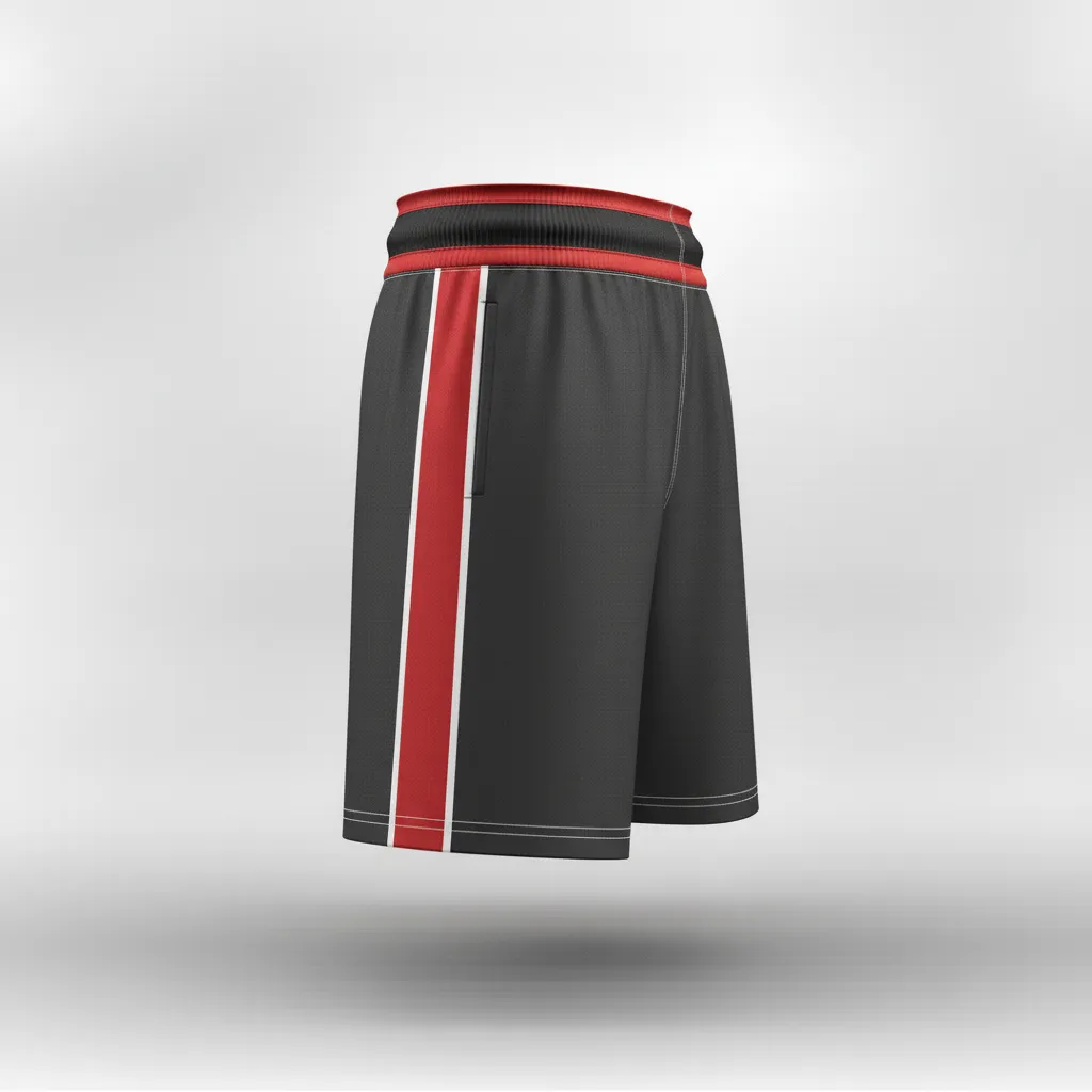 Custom Rugby Training Shorts - Red, White - All Blacks Athletic - Side View - Kinexa Sportswear