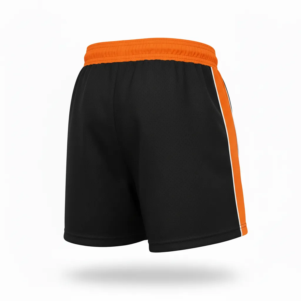 Custom Rugby Training Shorts - Orange, White - All Blacks - Back View - Kinexa Sportswear