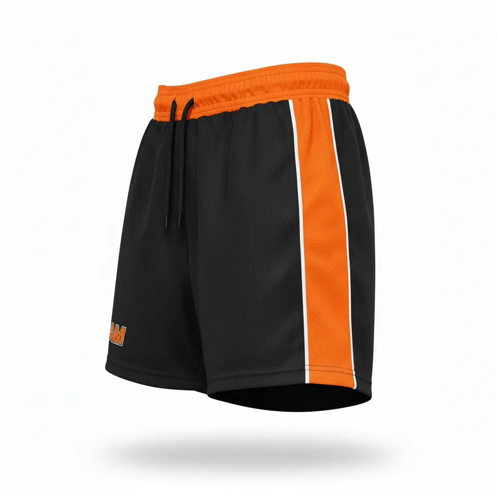 Custom Rugby Training Shorts - Orange, White - All Blacks - Side View - Kinexa Sportswear