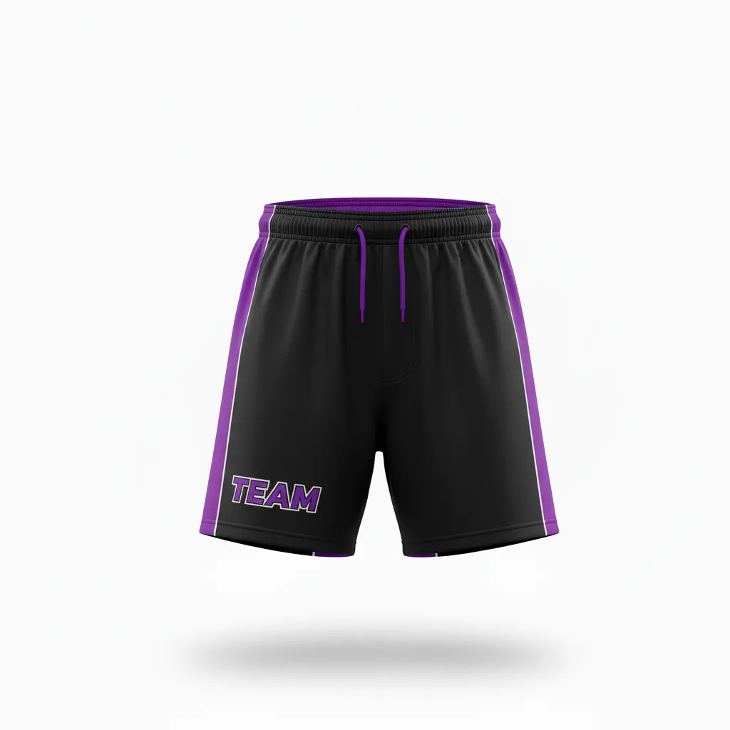 Custom Rugby Training Shorts - Purple, White - All Blacks - Front View - Kinexa Sportswear